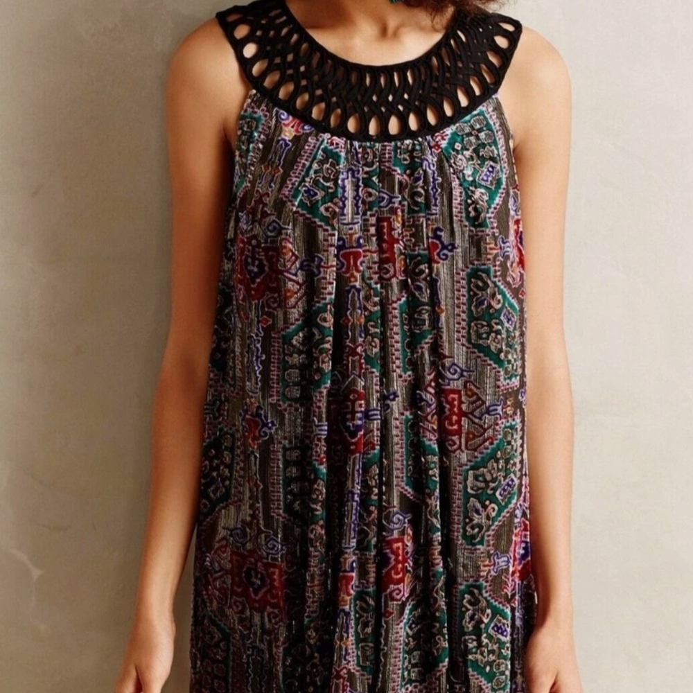 Moulinette Soeurs Velvet Metallic Burnout Patterned Dress